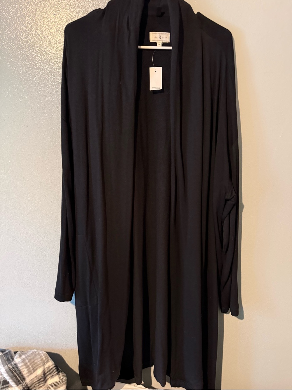 Lou & Grey Black Open-Front Long Cardigan